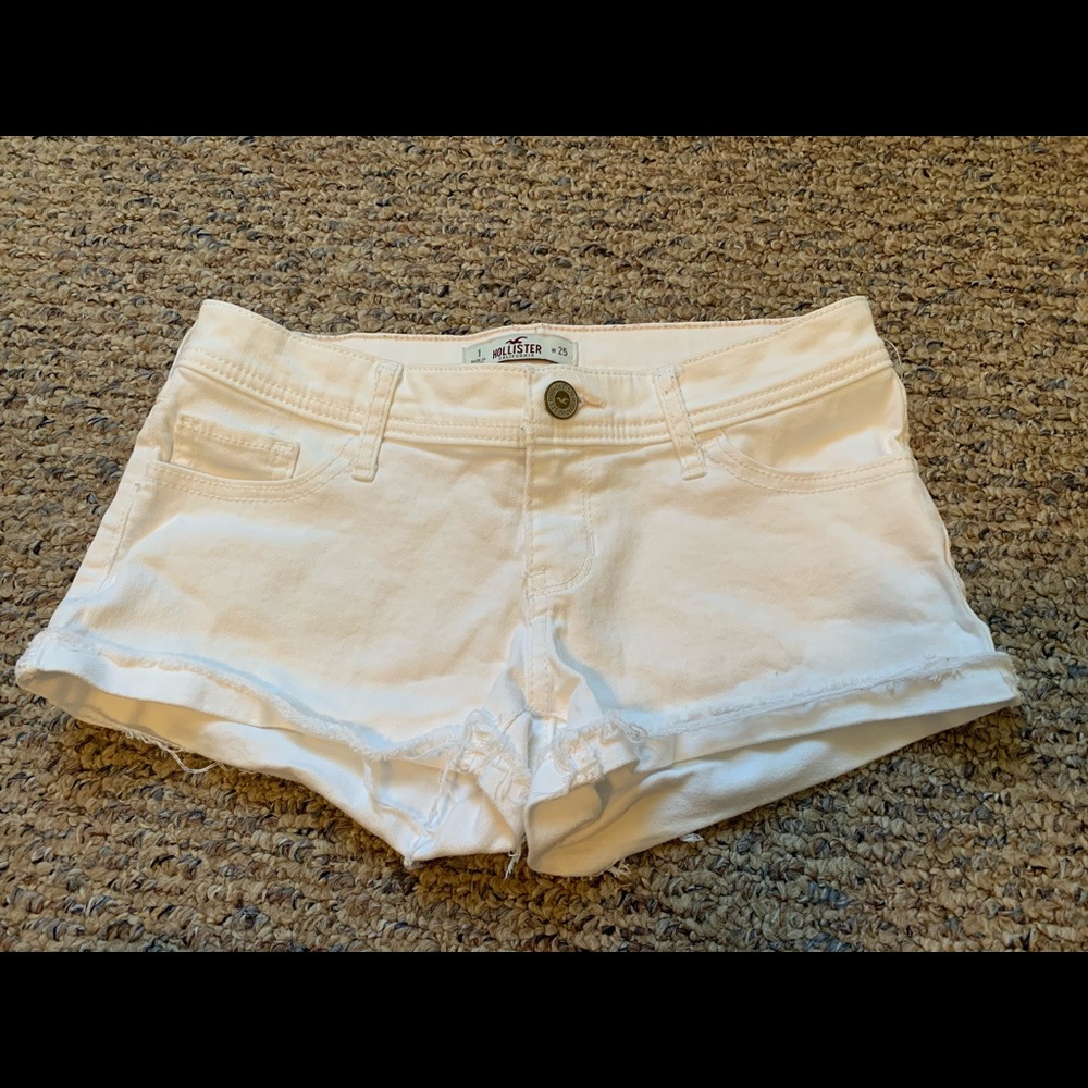 Hollister White Denim Low Rise Shorts